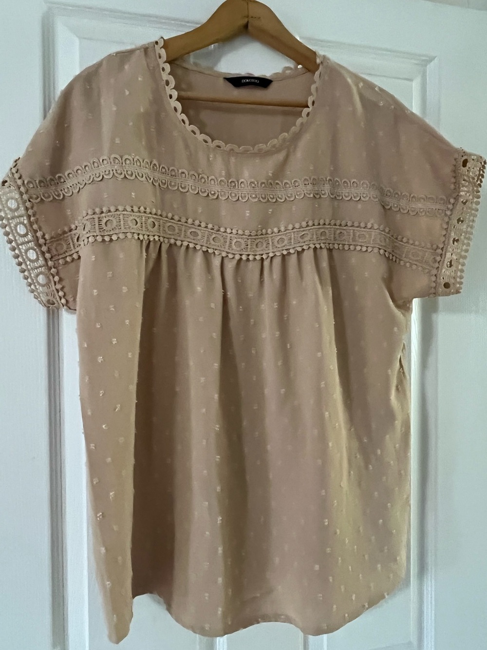 Light Peach Crochet-Trim Blouse by Express